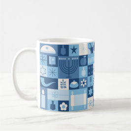 Moderne Blue Hanukkah-Symbole Tasse