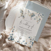 Moderne Blue Heron Pastel Foliage Hochzeit Einladung