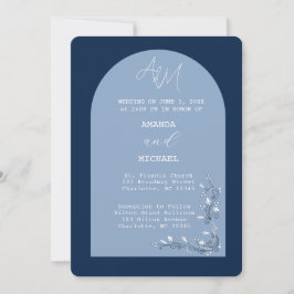 Moderne Blue Hues Arch Wedding Einladung