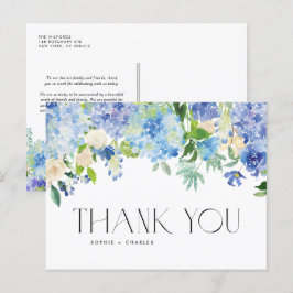 Moderne Blue Hydrangea Blume Hochzeit Vielen Dank Postkarte