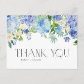 Moderne Blue Hydrangea Blume Hochzeit Vielen Dank Postkarte (Vorderseite)