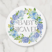 Moderne Blue Hydrangea Blume Wreath Baby Dusche Geschenkanhänger (Vorderseite)