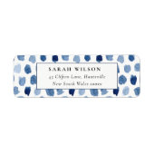 MODERNE BLUE INDIGO WASSERFARBENDOTS ADRESSE ETIKE (Vorne)