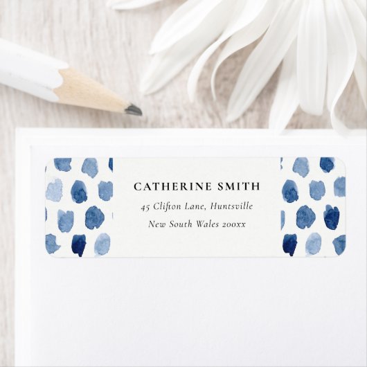 MODERNE BLUE INDIGO WASSERFARBENDOTS ADRESSE ETIKE (Insitu)