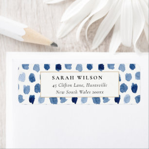 MODERNE BLUE INDIGO WASSERFARBENDOTS ADRESSE ETIKE