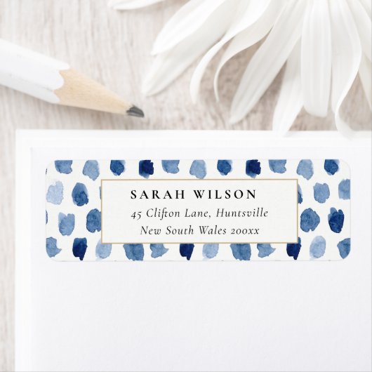 MODERNE BLUE INDIGO WASSERFARBENDOTS ADRESSE ETIKE (Insitu)