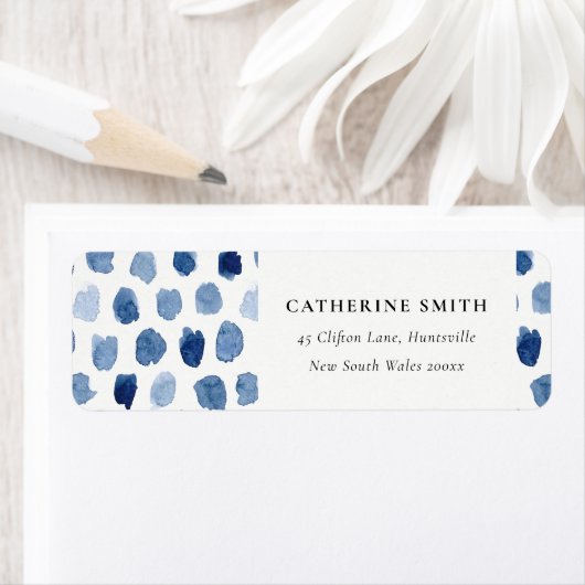 MODERNE BLUE INDIGO WASSERFARBENDOTS ADRESSE ETIKE (Insitu)