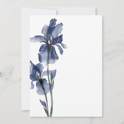 Moderne Blue Iris Liebe im Bloom Brautparty Einladung (Rückseite)