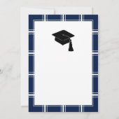 Moderne Blue Kariert Graduation Party Einladung (Rückseite)