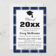 Moderne Blue Kariert Graduation Party