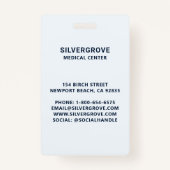 Moderne Blue Logo Klinik Hospital Foto Nurse ID Ausweis (Rückseite)