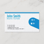 Moderne Blue Math Tutor Business Card Visitenkarte (Vorderseite)