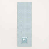 Moderne Blue Medallion Monogram Übung Yogamatte (Vorderseite)