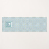 Moderne Blue Medallion Monogram Übung Yogamatte (Vorderseite (Horizontal))