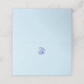 Moderne Blue Mediterrane Muschel Hochzeitsfeier Pl Platzkarte (Außenseite Aufgefaltet)