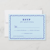 Moderne Blue Mediterrane Muschel Wedding RSVP Card (Vorderseite)