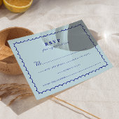 Moderne Blue Mediterrane Muschel Wedding RSVP Card