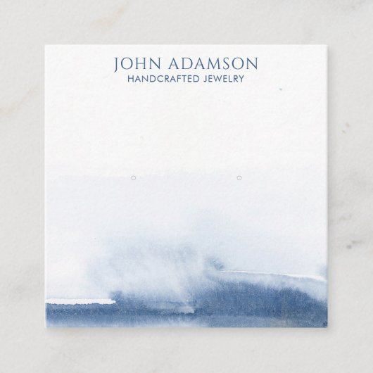 Moderne Blue Minimal Abstrakt Earring Display Card Quadratische Visitenkarte (Vorderseite)