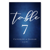 Moderne Blue Minimalistisch Abend Wedding Tischnummer (Rückseite)