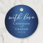 Moderne Blue Minimalistisch Lakeside Abend Hochzei Geschenkanhänger (Vorderseite)