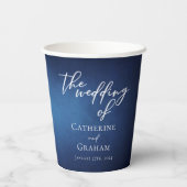 Moderne Blue Minimalistisch Waterfront Abend Hochz Pappbecher (Rückseite)