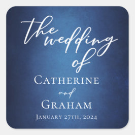 Moderne Blue Minimalistisch Waterfront Abend Hochz Quadratischer Aufkleber