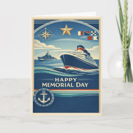 Moderne Blue Nautical Memorial Day Karte