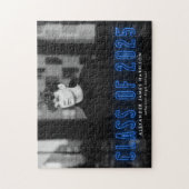 Moderne Blue Neon Class 2025 Abschluss Foto Puzzle (Vertikal)