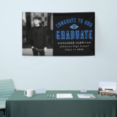 Moderne Blue Neon Foto Graduation Party Banner (Messeveranstaltung)
