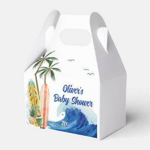 Moderne Blue Ocean Wave Surfboard Baby Dusche Geschenkschachtel