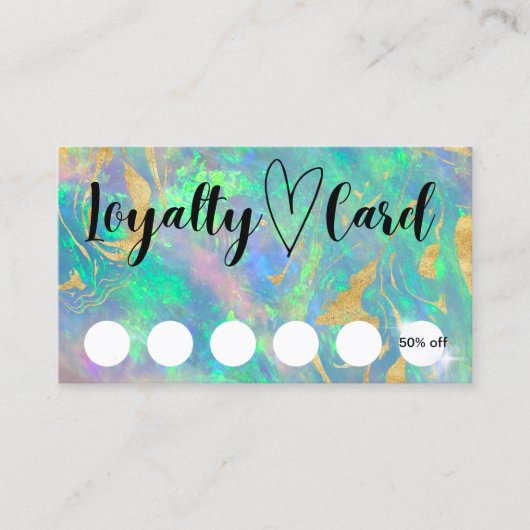 Moderne Blue Opal Kundenbindungskarten Visitenkarte (Vorderseite)