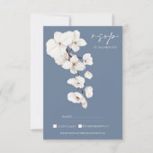Moderne Blue Orchids Floral Wedding RSVP Card Karte (Vorderseite)