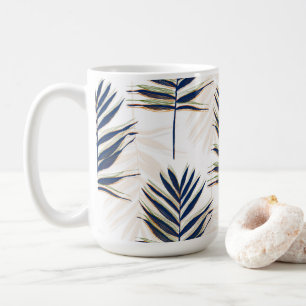 Moderne Blue Palm Blätter Gold Schlaglöcher Wei Kaffeetasse