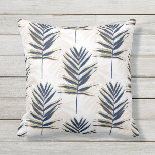 Moderne Blue Palm Blätter Gold Schlaglöcher Wei Kissen