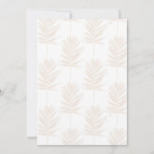 Moderne Blue Palm Blätter Gold Schlaglöcher Weißes Einladung (Rückseite)