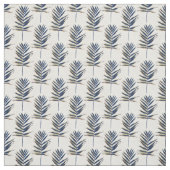 Moderne Blue Palm Blätter Gold Schlaglöcher Weißes Stoff (Muster)