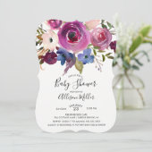 Moderne Blue Pflaume Blumenspülung Einladung (Stehend Vorderseite)