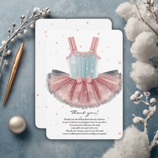 Moderne Blue & Pink Tutu Glitzer Babydusche Dankeskarte