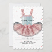 Moderne Blue & Pink Tutu Glitzer Babydusche Einladung (Vorderseite)