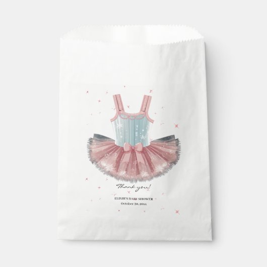 Moderne Blue & Pink Tutu Glitzer Babydusche Geschenktütchen (Vorderseite)