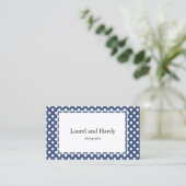 Moderne Blue Polka Dots Custom Business Card Visitenkarte (Stehend Vorderseite)