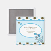 Moderne Blue Puppy Baby Dusche Magnet Gefallen (Vorderseite/Rückseite)