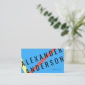 Moderne Blue, Red & Gelb Lines Business Card Visitenkarte (Stehend Vorderseite)