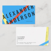 Moderne Blue, Red & Gelb Lines Business Card Visitenkarte (Vorne/Hinten)