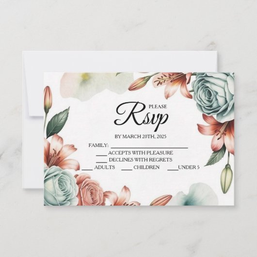 Moderne Blue Rose Designer RSVP Cards (Vorderseite)