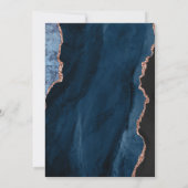 Moderne Blue Rose Gold Agate Script Hochzeit Einladung (Rückseite)