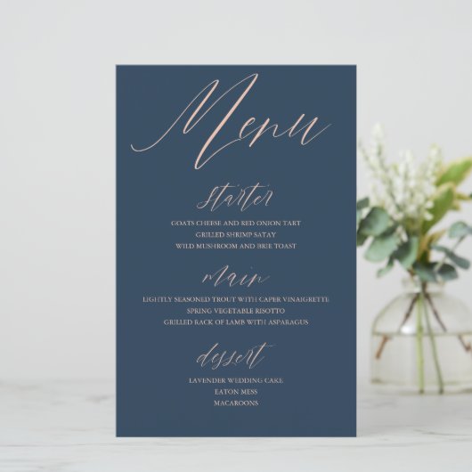 Moderne Blue & Rose Gold Wedding (Stehend Vorderseite)