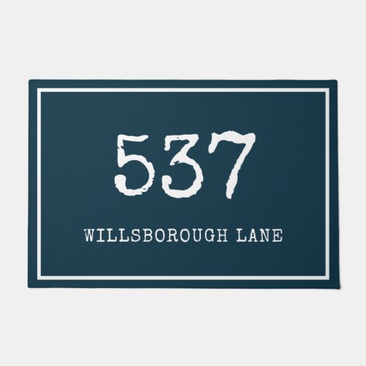 Moderne Blue-Schrift-Hausnummer Straße Fußmatte (Vorderseite)