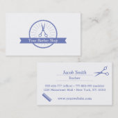 Moderne Blue Scissors Barber Shop Friseur Salon Visitenkarte (Vorne/Hinten)