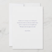 Moderne Blue Script Foto Liebe und Dank Hochzeit Dankeskarte (Rückseite)